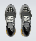 Burberry - Checked canvas and suede sneakers