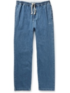 FRAME - Straight-Leg Denim Drawstring Trousers - Blue