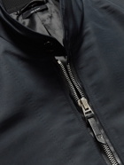 TOM FORD - Leather-Trimmed Cotton and Silk-Blend Poplin Harrington Jacket - Black