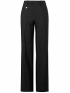 Burberry - Straight-Leg Logo-Embellished Wool Trousers - Black