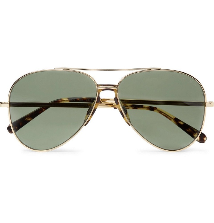 Photo: Brioni - Aviator-Style Tortoiseshell Acetate-Trimmed Gold-Tone Sunglasses - Men - Gold