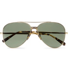 Brioni - Aviator-Style Tortoiseshell Acetate-Trimmed Gold-Tone Sunglasses - Men - Gold