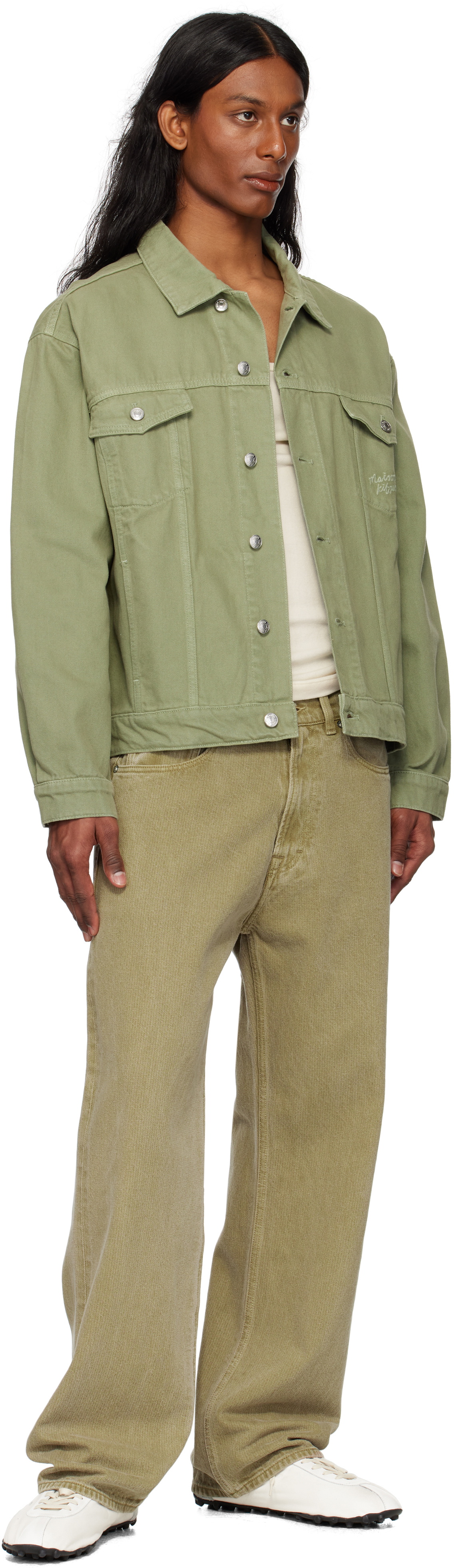 Maison Kitsuné Khaki Trucker Denim Jacket