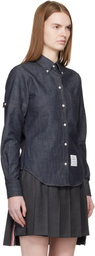 Thom Browne Navy Classic Point Collar Denim Shirt