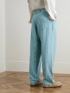 Kardo - Antonio Straight-Leg Striped Cotton-Canvas Trousers - Blue