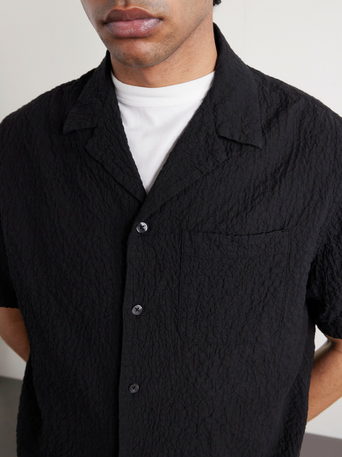 Altea - Hadley Seersucker Cotton Shirt - Black