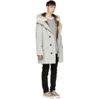 Yves Salomon Grey Fur-Lined Long Military Parka