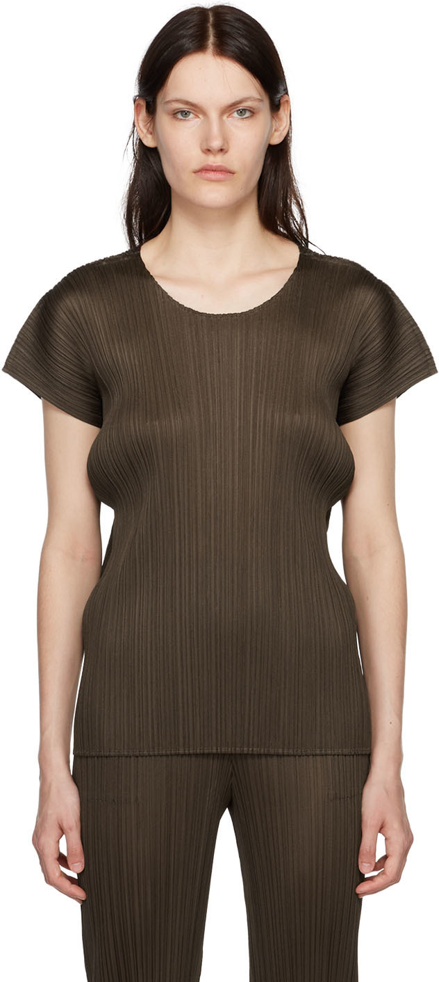 PLEATS PLEASE ISSEY MIYAKE Tシャツ ブラウン