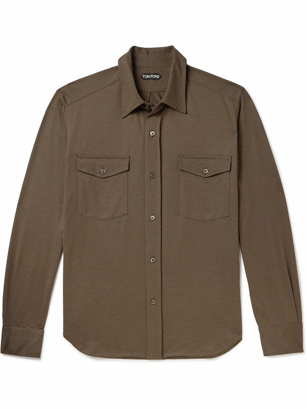 Photo: TOM FORD - Silk and Cotton-Blend Shirt - Brown
