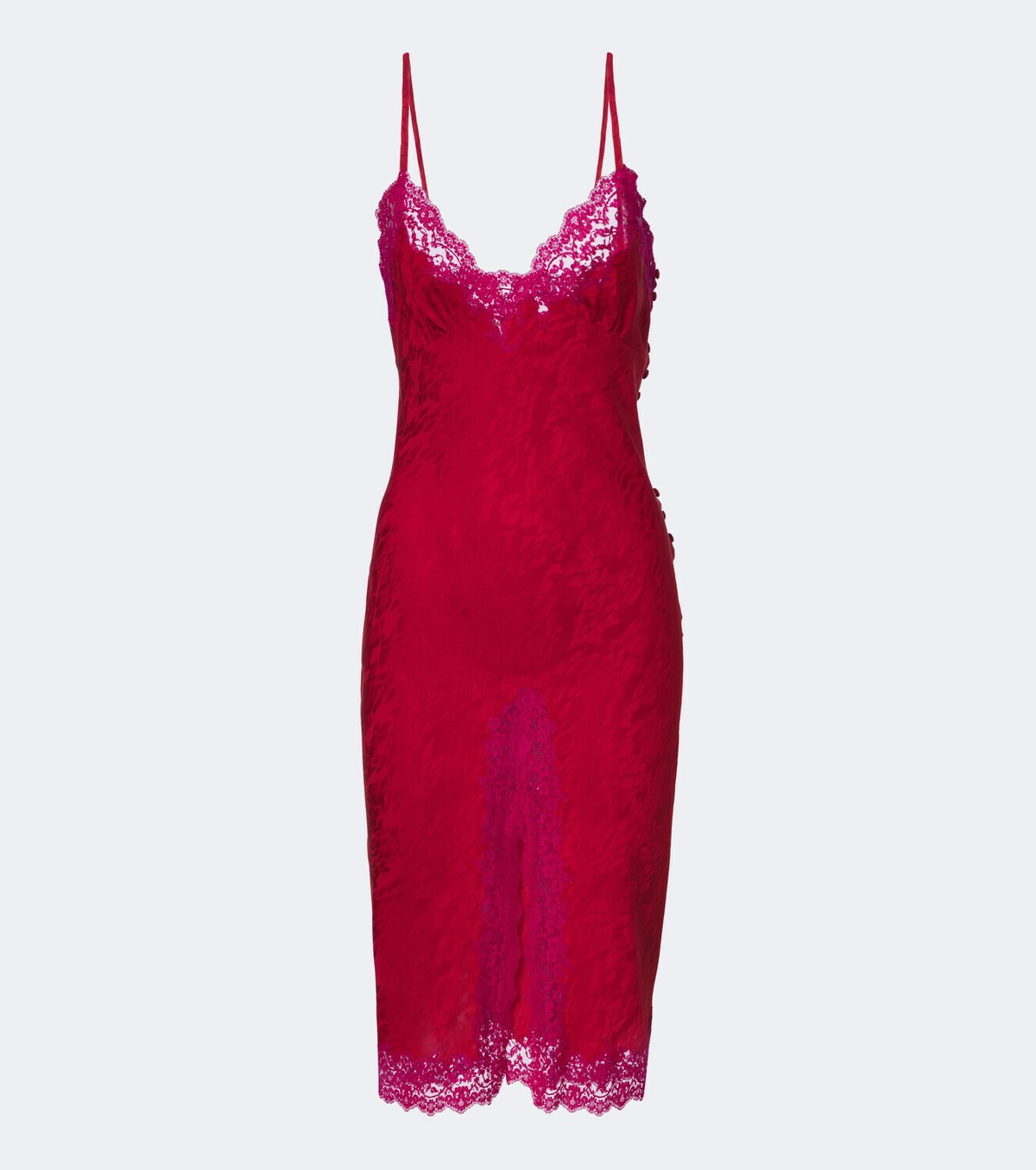 Saint Laurent Lace-trimmed silk jacquard midi dress