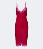 Saint Laurent Lace-trimmed silk jacquard midi dress