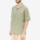 Sunspel Men's Cotton Linen Short Sleeve Shirt in Hunter Green Melange
