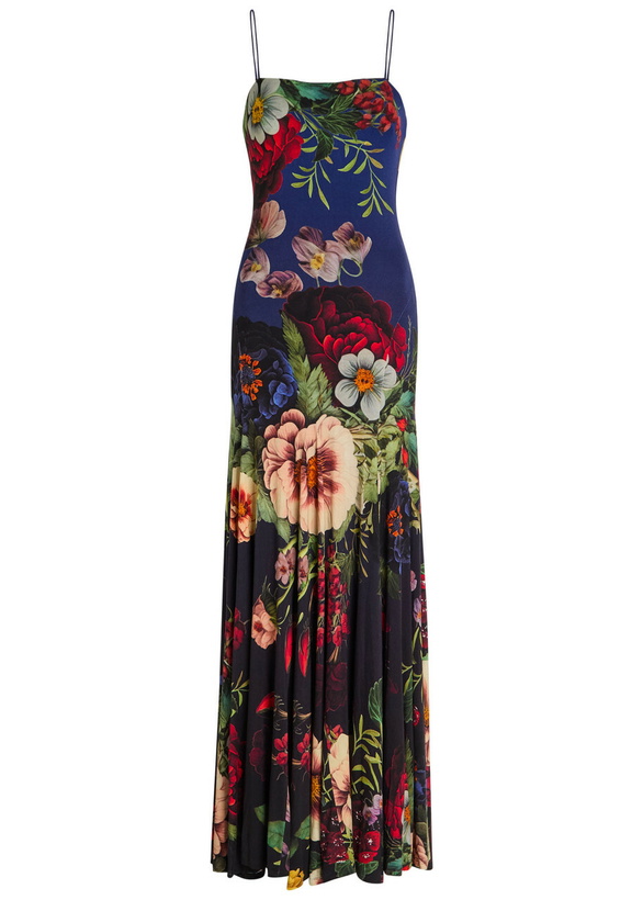 Photo: Alice + Olivia Augusta Floral-print Jersey Maxi Dress Black