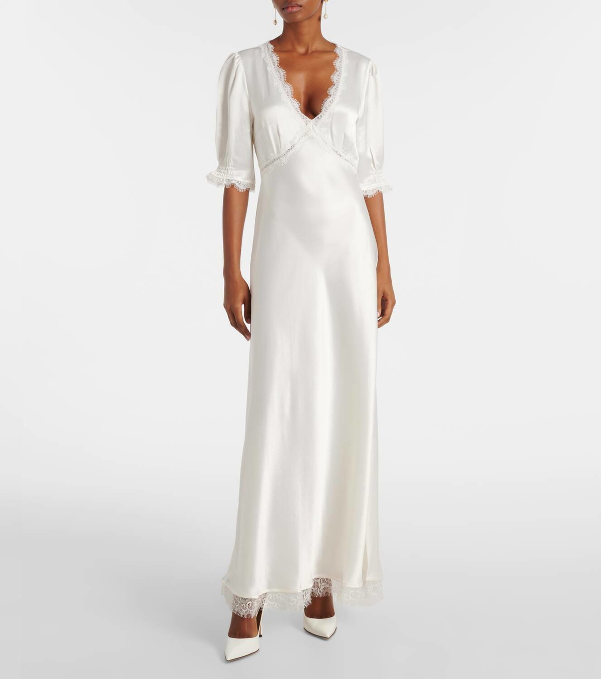 Rixo Annabella lace-trimmed satin maxi dress Rixo