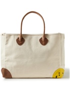 KAPITAL - Smiley Leather-Trimmed Canvas Tote Bag