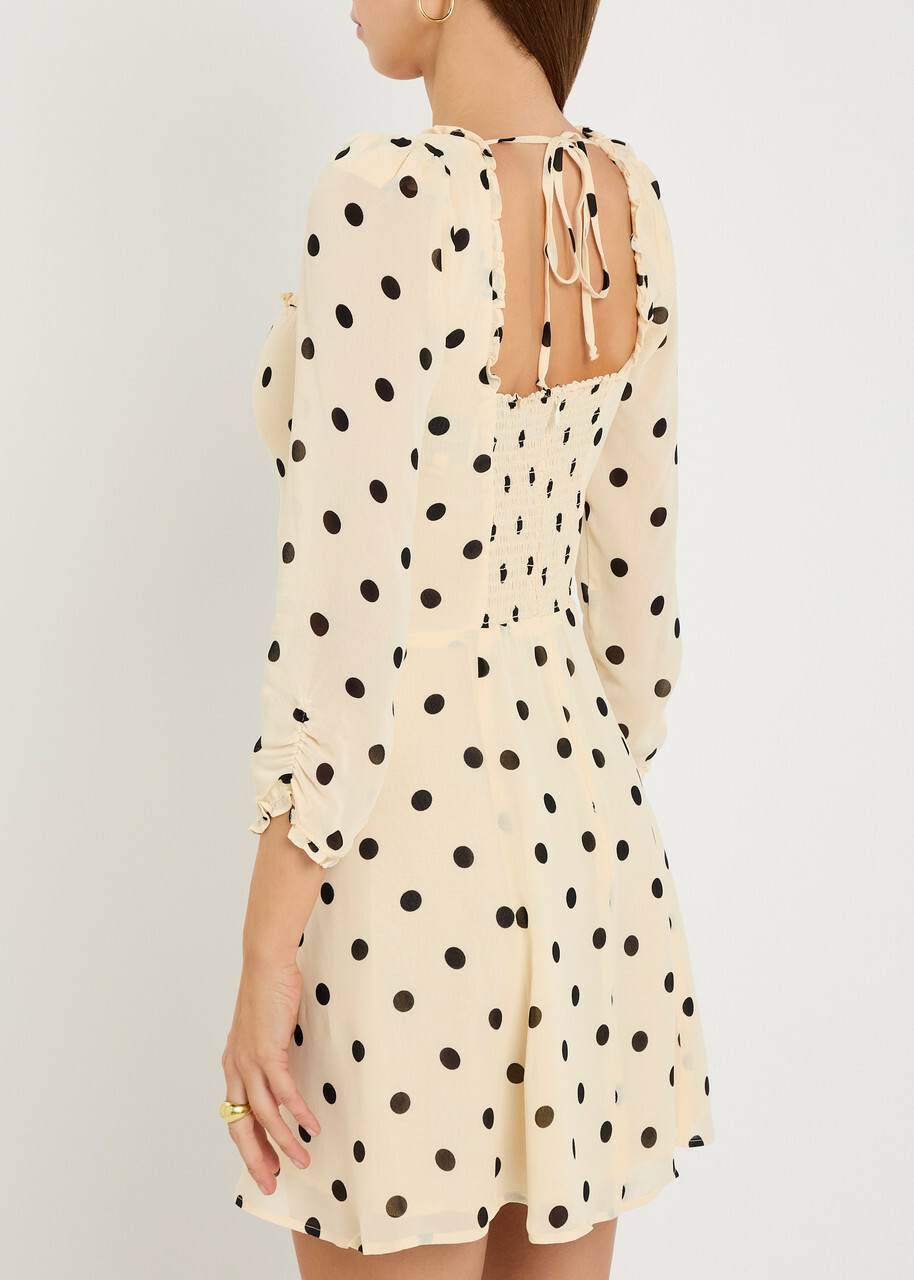 Reformation Remi Polka-dot Georgette Mini Dress White