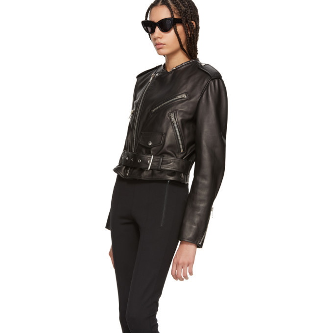 Black Scarf Leather Jacket Balenciaga