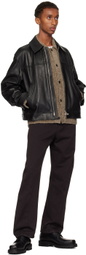 Solid Homme Black Minimal Leather Jacket