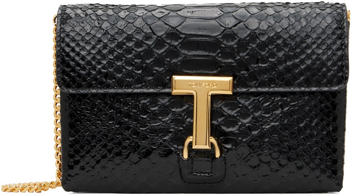 Photo: TOM FORD Black Shiny Stamped Crocodile Monarch Mini Bag