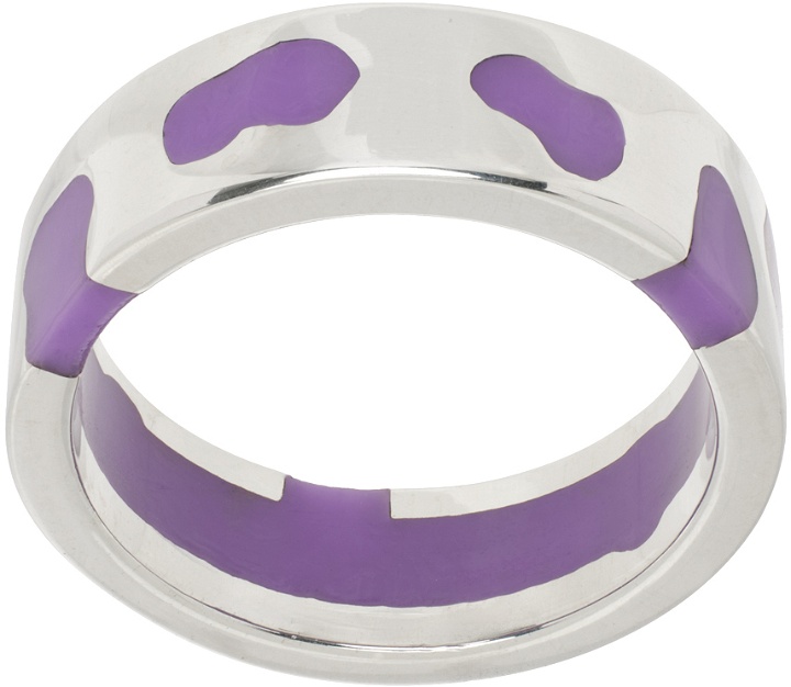 Photo: Ellie Mercer SSENSE Exclusive Silver & Purple Classic Band Ring