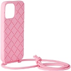 Bottega Veneta Pink Intreccio Strap iPhone 14 Pro Max Case