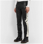 Blackmeans - Slim-Fit Appliquéd Leather Trousers - Black
