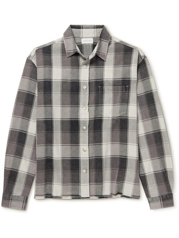 Photo: John Elliott - Hemi Distressed Checked Cotton-Flannel Shirt - Gray