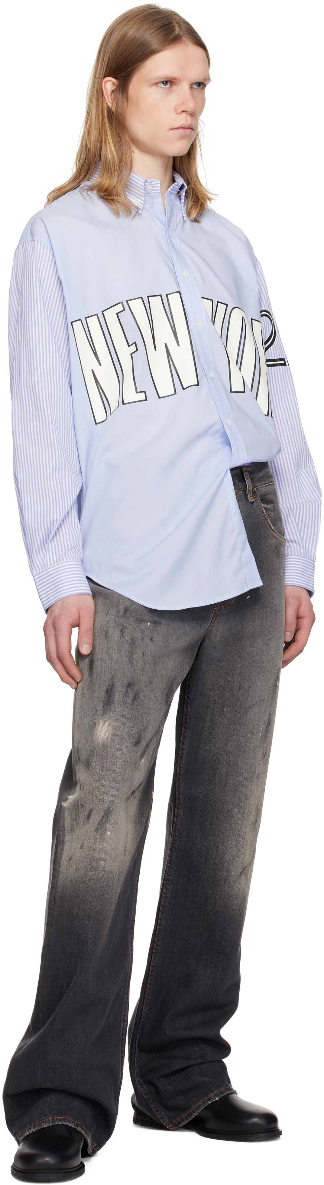 VAQUERA Blue Slouchy Button Down Shirt