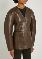Nanushka Erina Darted Faux Leather Jacket Chocolate