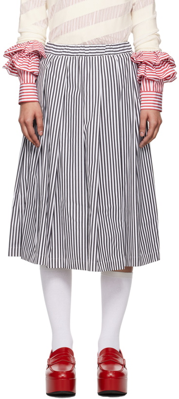 Photo: Comme des Garçons Girl Black & White Striped Midi Skirt