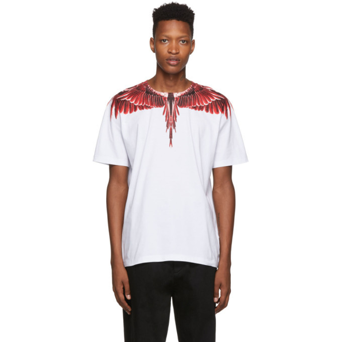 ニ*ル様 MARCELO BURLON WINGS 赤 Sサイズ 正規品 やや汚 Marcelo Burlon County of Milan White Red Ghost Wings T-Shirt