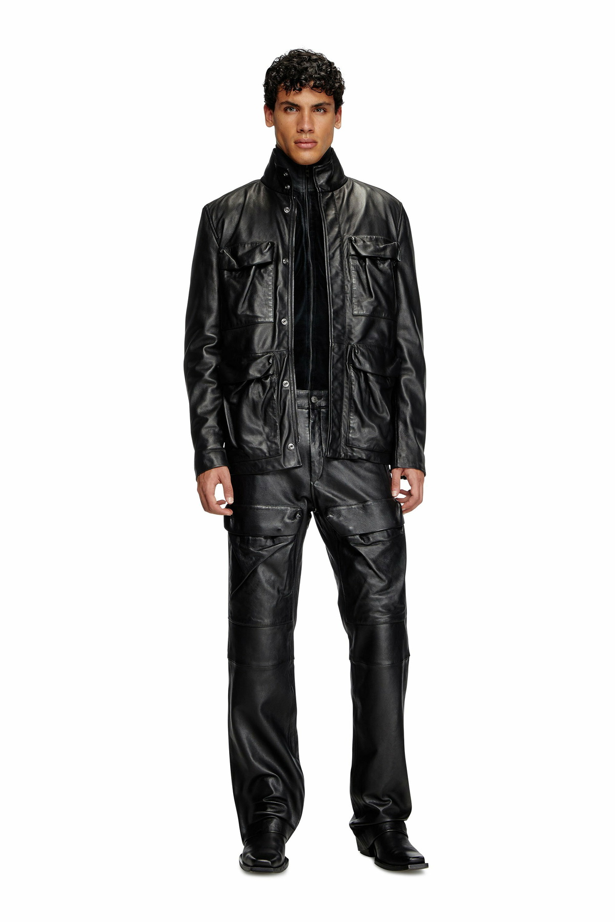 Diesel Leather pants with utility pockets - Pants Mens in Black