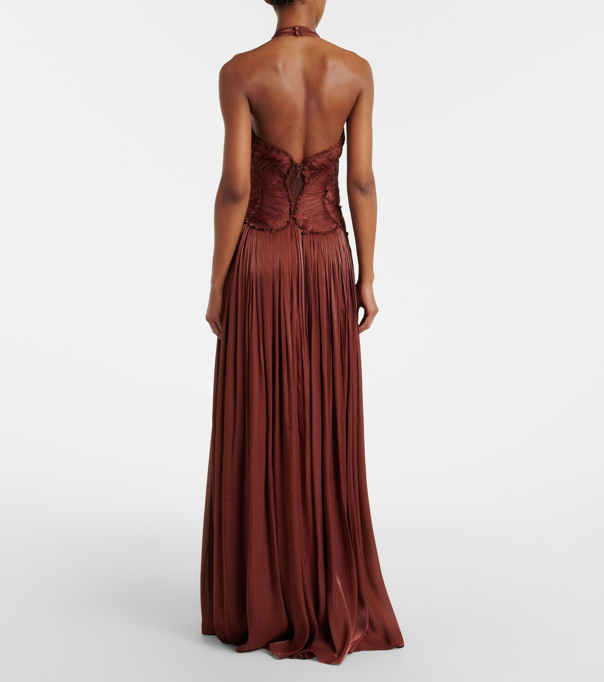 Costarellos Embellished ruched georgette gown