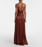 Costarellos Embellished ruched georgette gown
