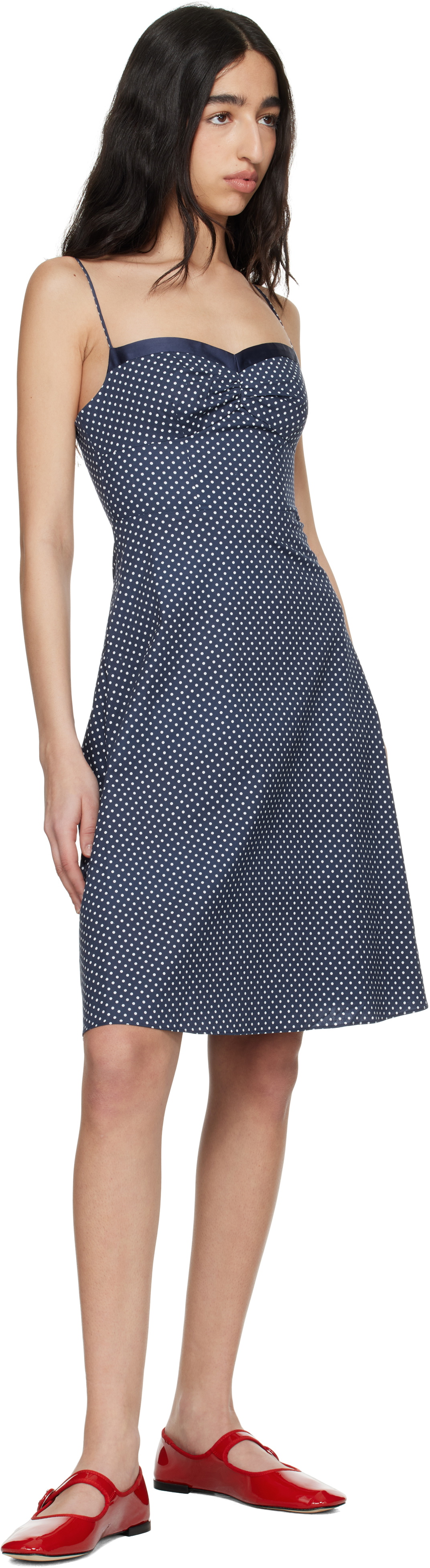 GUIZIO Navy Margaux Midi Dress