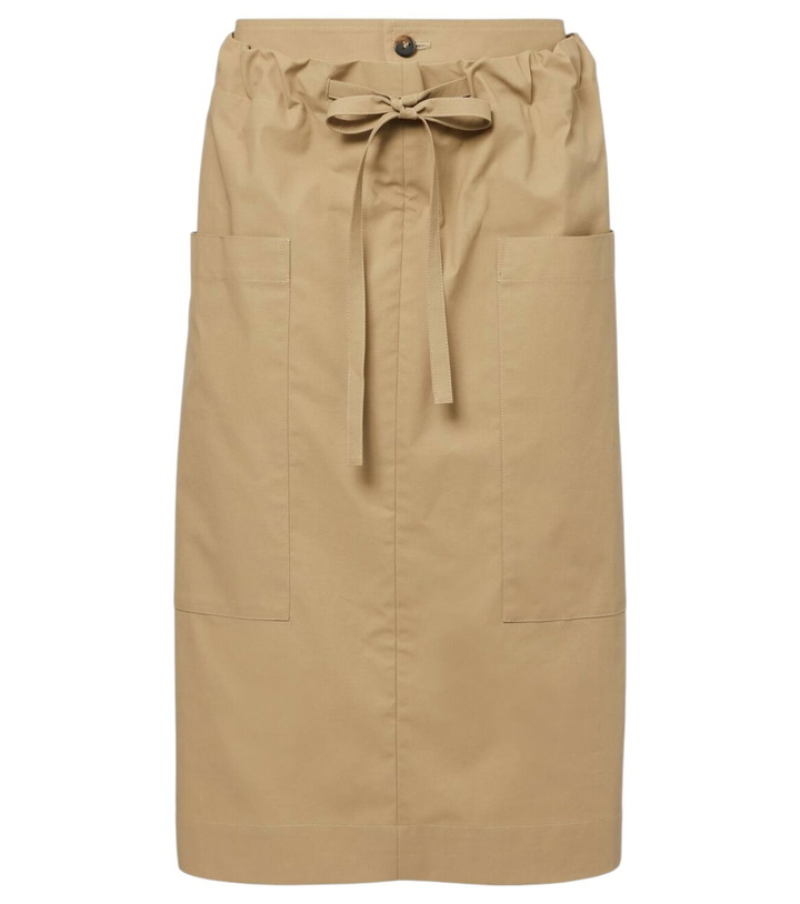 Photo: Tod's Tie-detail coated cotton midi skirt