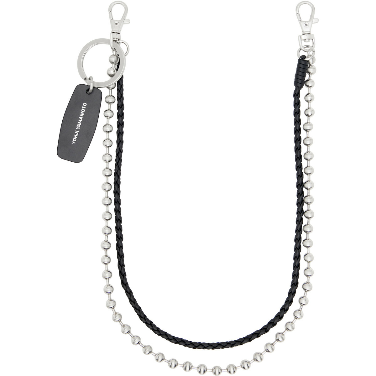 Y-3 Braided Leather & Ball Chain Keychain