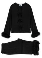Sleeper Capricorn Feather-trimmed Twill Pyjama set Black