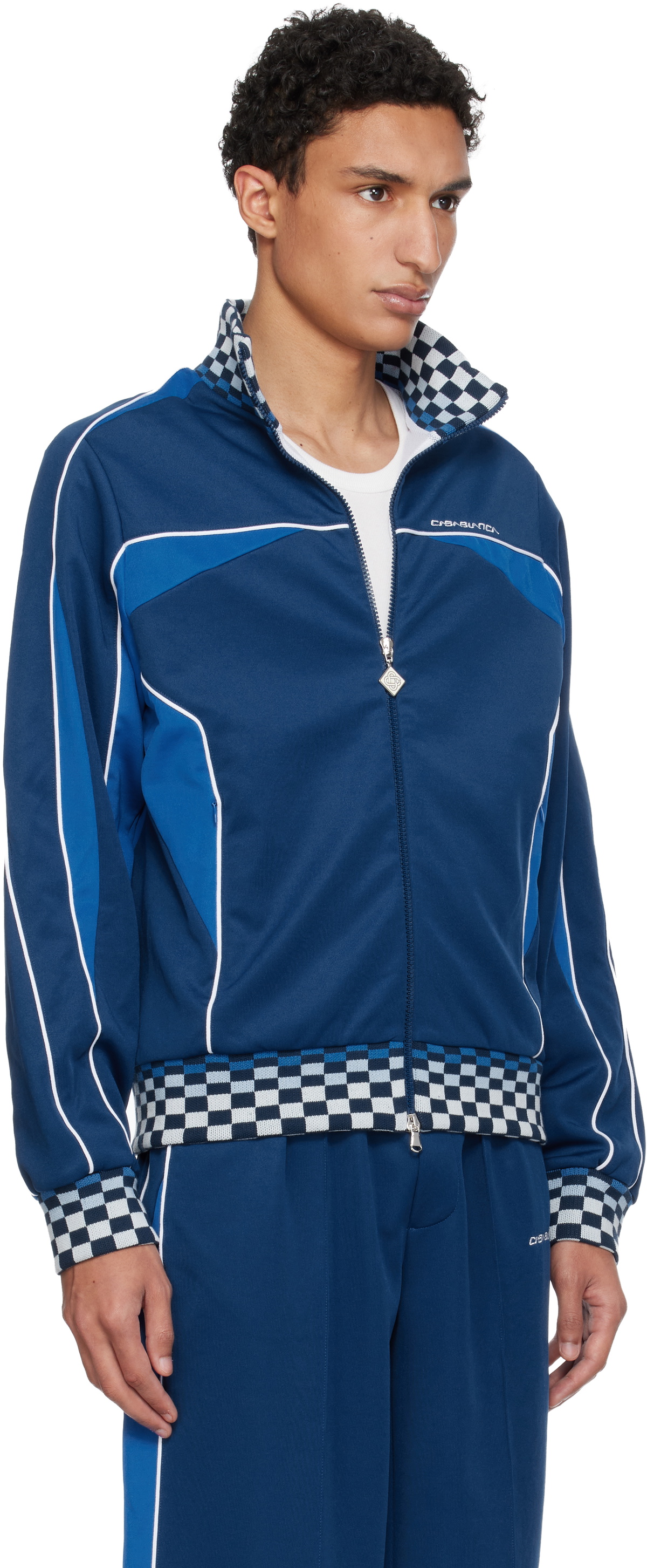 Casablanca Navy Cyber Tricot Track Jacket