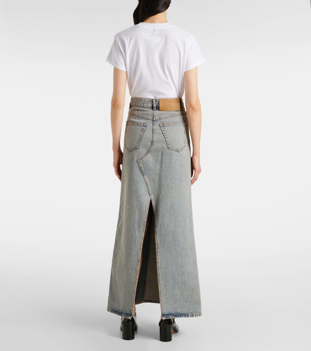 【MM6 MAISON MARGIELA】 Patchwork denim maxi skirt Patchwork denim maxi skirt in blue - MM 6 Maison Margiela