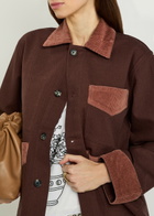 Bode Craft Corduroy-trimmed Denim Jacket Brown