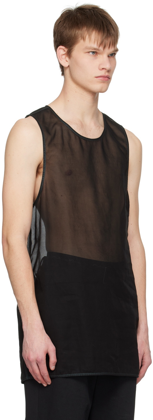 Jil Sander Black Semi-Sheer Tank Top