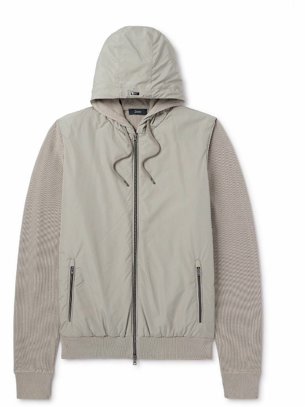 Photo: Herno - Waffle-Knit Cotton and Shell Hooded Jacket - Neutrals