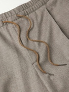 Caruso - Slim-Fit Pleated Wool Drawstring Trousers - Brown