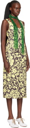 Dries Van Noten Yellow & Taupe Fitted Structured Maxi Dress