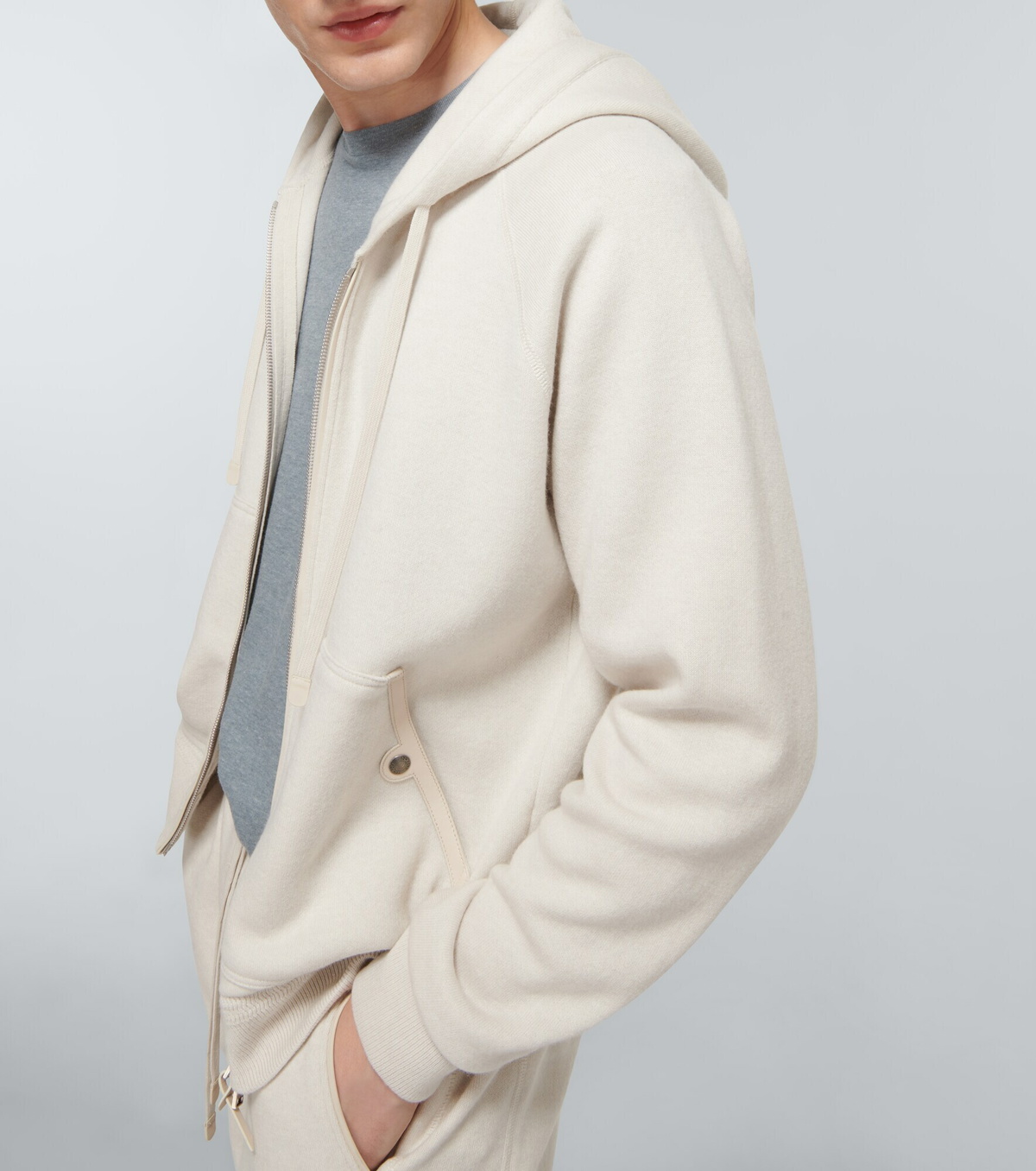 Tom Ford - Leather-trimmed cashmere hoodie TOM FORD