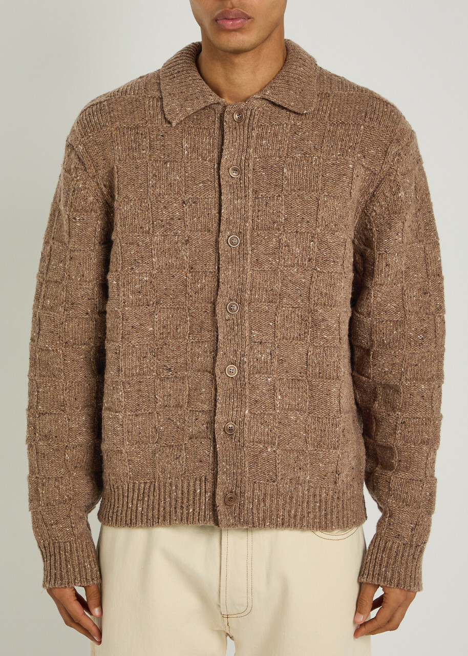 Ymc Rat Pack Wool-blend Cardigan Taupe