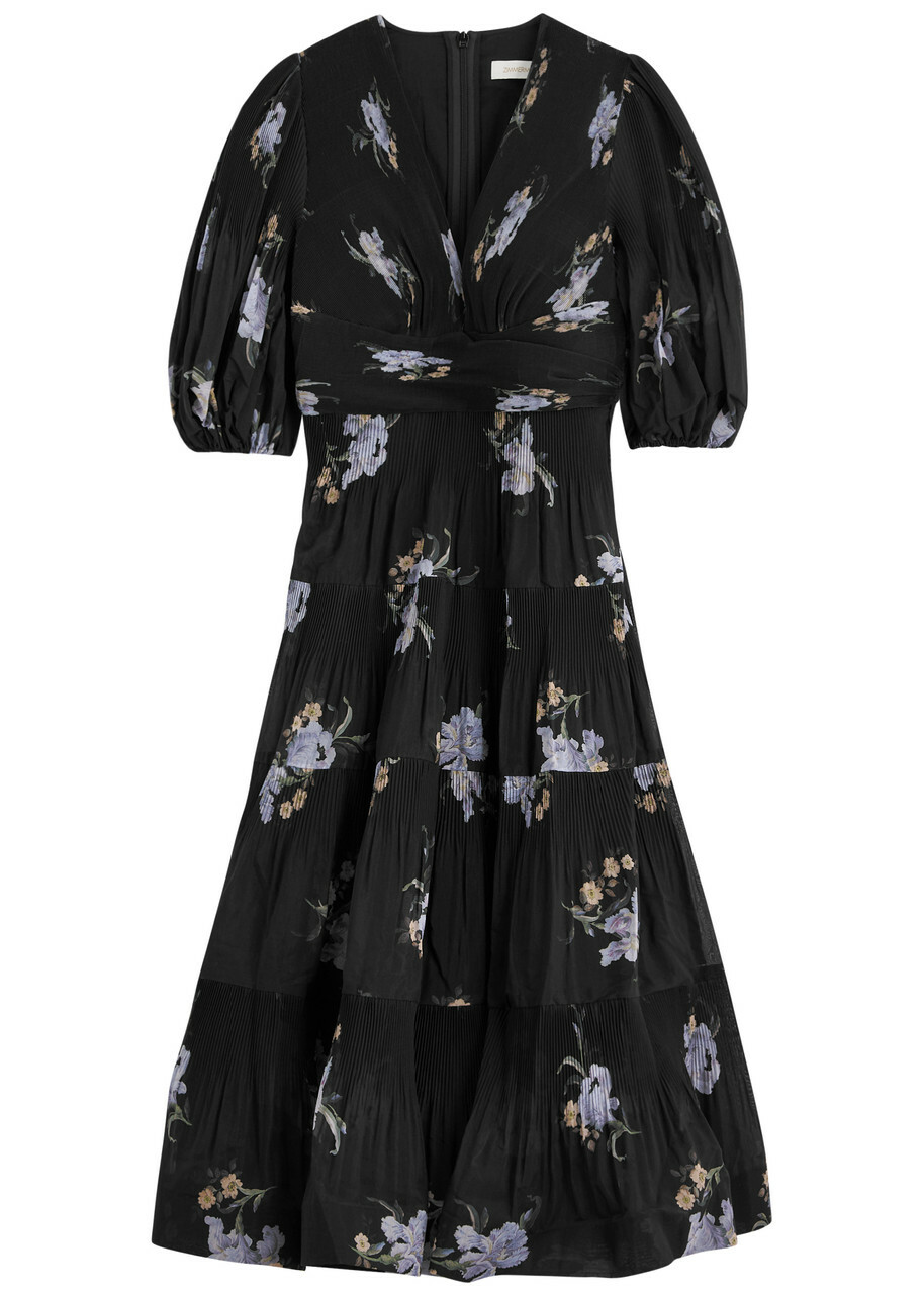 Zimmermann Floral-print Pleated Organza Midi Dress Multi Floral Zimmermann