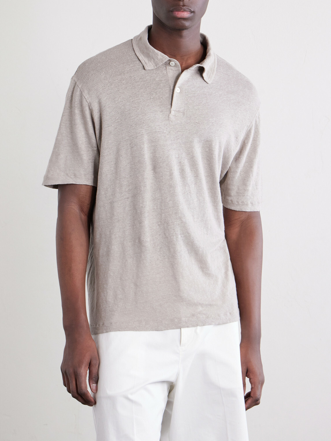 Hartford - Knitted Linen Polo Shirt - Gray