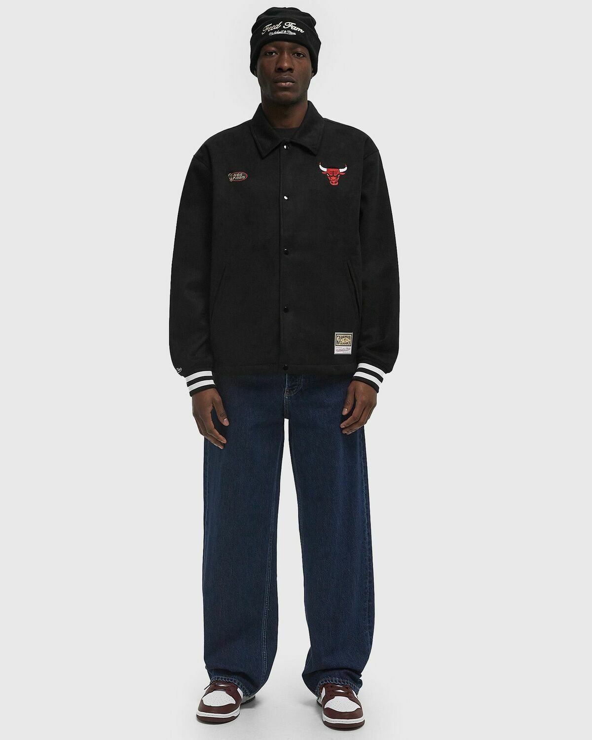 Mitchell & Ness NBA OVERSWEEP VARSITY COACHES JACKET CHICAGO BULLS Black Mens College Jackets/Team Jacket